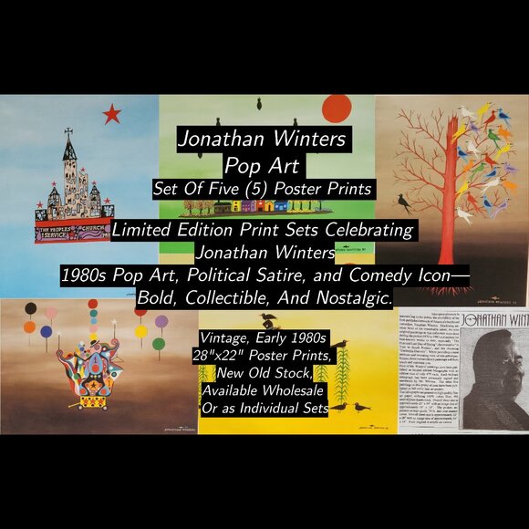 SET of 5 1980s Fine Art Posters, Jonathan Winters Vintage Surreal, 28"x22" (NOS) - Picture 3 of 16